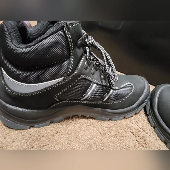 New Men's Turbo Mack Steel Toe Work Boots Black Size 12